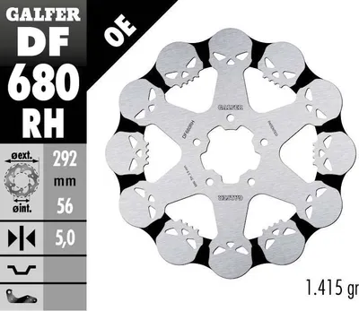Immagine prodotto di Disco freno GALFER "DF680", FRH - Cranio, flottante, anello interno in acciaio nero, con ABE