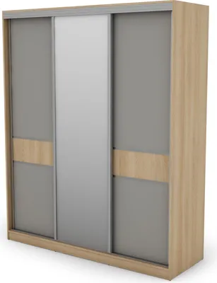 Zdjęcie produktu dla Meblast | Szafa 3D 190; Lindberg dąb / szara platyna z lustrem (srebrne okucia) - Meble Premium | Meble, Design, Nowoczesne