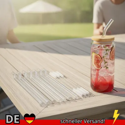Produktbild von 20–1 Stück Umweltfreundliche Glasstrohhalme Wiederverwendbar Metallstrohhalm