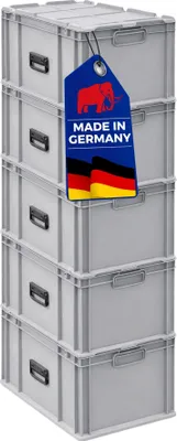 Produktbild von SuperSparSet 5x Eurobox NextGen Portable  Germany | HxBxT 33,5x40x60cm | 65 Liter | Grau | Eurobehälter, Transportbox, Transportbehälter, Stapelbehälter