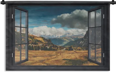 Produktbild von MuchoWow® Wandteppich Wandbehang Aussicht - Weg - Berg 60x40 cm Tapisserie Dekoration Wandtuch - Wanddekorationen