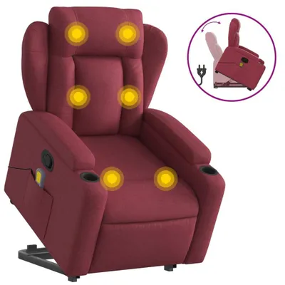 Image de Fauteuil de massage avec releveur vin rouge Tissu