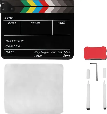 Produktbild von Filmregisseure Klapboard farbenfrohe Acrylfilm Klatafel mit Radiergummi Marker -Schraubenreinigungstuch