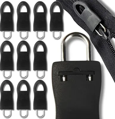 Immagine prodotto di 10 pezzi ciondoli in gomma per cursori per cerniere, nero