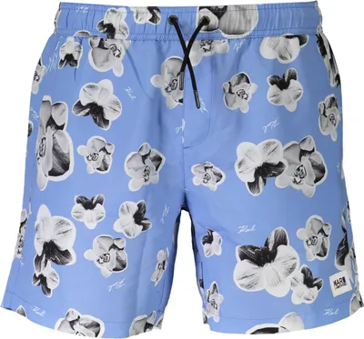 Image de Karl Lagerfeld boxer de bain pour homme en polyester bleu clair