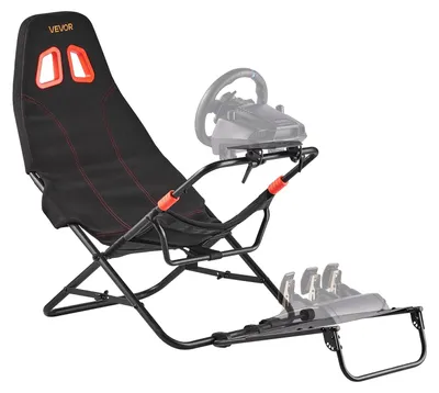 Produktbild von VEVOR Rennradständer faltbar für Logitech G923/G920/G29, Lenkradständer & Fußpedalwinkel verstellbar, tragbares Stahl-Fahrsimulator-Cockpit-Thrustmaster T248P, Fanatec, Hori, kompakt, Kleine Größe & Campingstuhl-Stil