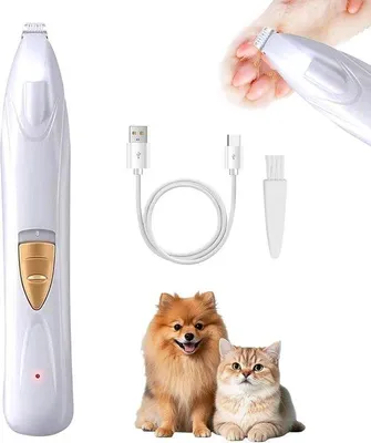 Productafbeelding van Elektrische trimmer voor honden, USB-oplaadbaar, mini formaat, geschikt voor nagels, ogen, oren en gezicht, wit.