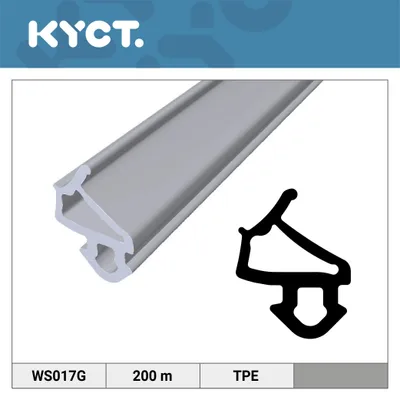 Obrázek produktu pro Okenní těsnění z TPE, šedé, pro okna a dveře z PVC, gumové těsnění WS017, 200 m