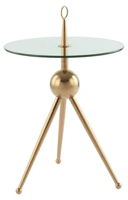 Productafbeelding van Padiro ronde bijzettafel - Ø 46 x 70 cm - Roségoud / Transparant - Modern Art deco Glamour - Glas, Roestvrij staal - gehard glas