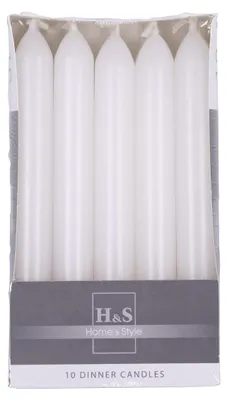 Stabkerzen-Set, weiß, 10 Stück, 17 x 2 cm, 6 Std. Brenndauer