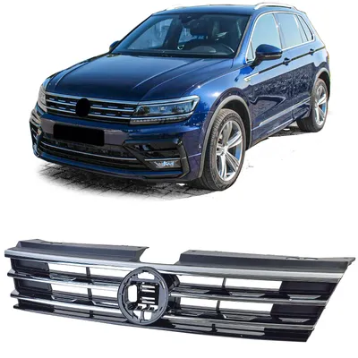 Kühlergrill Sportgrill Schwarz Chrom Leisten für VW Tiguan II AD1 Facelift 16-20 – Produktansicht