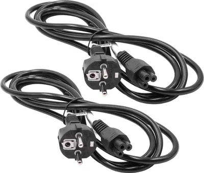 Produktbild von vhbw 2x Netzkabel Schutzkontaktstecker für Kaltgeräte z.B. PC Monitor Computer Drucker Staubsauger - C5 Micky Mouse Kleeblatt Buchse, 2 m