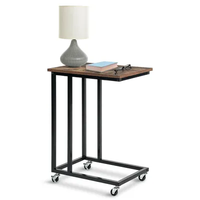 Produktbild von IvoQ Beistelltisch – Beistelltisch auf Rollen – Industriell – Rustikales Braun – 50×35×67 cm – Betttisch – Beistelltisch – Nachttisch – Laptoptisch – Laptoptisch auf Rollen – Couchtisch – Beistelltisch Sofa