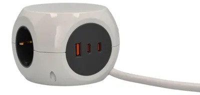 Zdjęcie produktu dla UNITEC Listwa gniazdowa 3-gniazdowa z portami USB-A i 2x USB-C, z funkcją Power Delivery, technologia GaN (szybkie ładowanie)