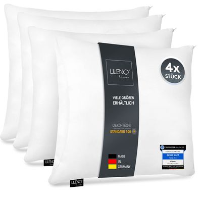 LILENO HOME Microfaser Kissen 50x50 cm [4er Set] bis 95 Grad waschbar mit Reißverschluss - Kopfkissen 50x50 cm als Kissen-Füllung für Bett oder als Deko-Kissen - Sofa-Kissen & Zier-Kissen