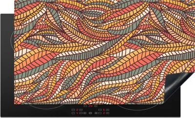 Produktbild von KitchenYeah© Herdabdeckplatte Blätter - Muster - Mosaik , 91x52cm, Küche Deko, Glaskeramikkochfeld Herdabdeckung, Abdeckplatte fùr Kochfeld