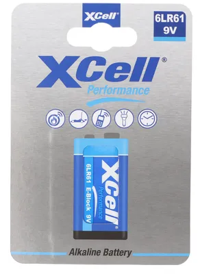 Produktbild von XCell Batterie Alkaline 9 Volt, 6LR61, 9V E-Block, umweltfreundliche Verpackung, 1er Blister