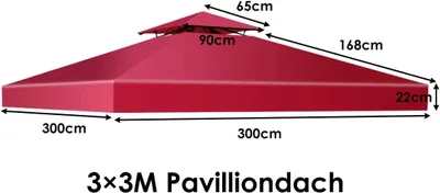 Obrázok produktu pre Náhradná strecha pre pavilón NP12534WN, rozmer 3 x 3 m, s suchým zipsom, vínová farba