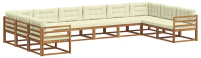 Produktbild von vidaXL Outdoor-Sofagarnitur mit Kissen 10 pcs Natur und Creme