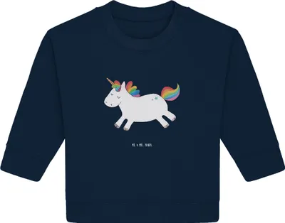 Produktbild von Mr. & Mrs. Panda Organic Baby Pullover Einhorn Happy 24. - 36. Monat - French Navy - Geschenk, glücklich, Einhörner, Lächeln, Bullover, Witzig, Unicorn