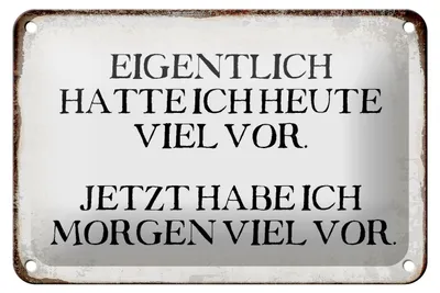 Produktbild von Blechschild Spruch 18x12cm eigentlich hatte heute viel vor