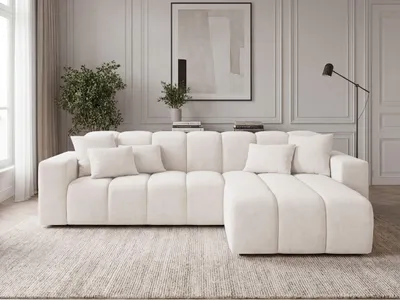 Produktbild von GrainGold Ecksofa L-Form Rechts Nork - Moderne Ecksofa, Wohnzimmer Ecksofa - Eckcouch Creme (Komodo 10)