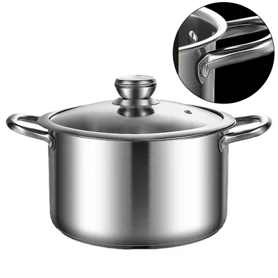 Produktbild von Groß Topf Nudeltopf Induktion,26cm Kochtopf Edelstahl,mit 3-Lagen Boden für alle Herdarten, Glasdeckel, Suppentopf Fleischtopf zum Kochen
