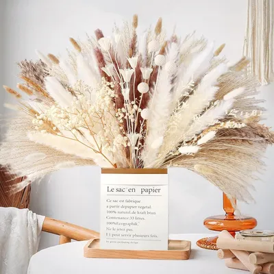 Obrázok produktu pre Sušené pampasové trávy, kvetinový kytic, 40 cm, boho dekorácia, trstinový kvet