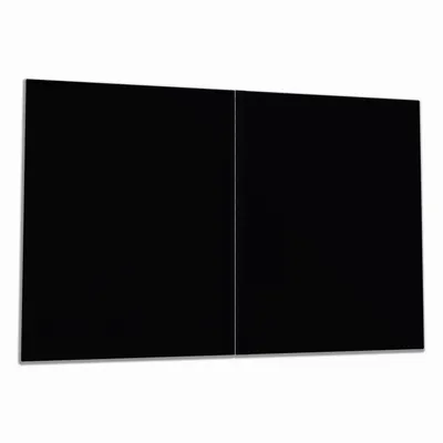 A two-part black glass cooktop cover.