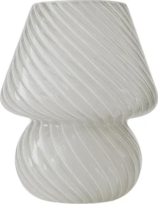 Produktbild von Relaxdays Tischlampe, Pilz Design, Glas, E27, batteriebetriebene Nachttischlampe, HxD: 24 x 16 cm, Touchfunktion, weiß