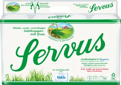 Produktbild von Hakle Servus mit Grasanteil (3-lagig, 8 Rollen)