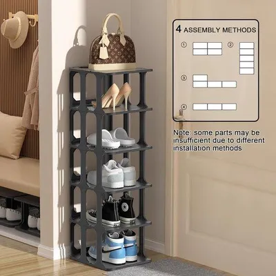 Image de Étagère à chaussures Famanu, 6 niveaux - Noir, design moderne et compact