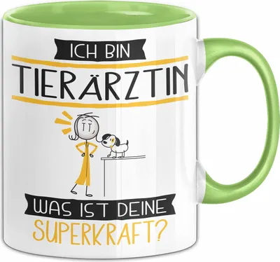 Produktbild von Tierärztin Geschenk Tasse Ich Bin Tierärztin Was Ist Deine Superkraft Geschenkidee Lustig Geburtstag Weihnachten (Grün)