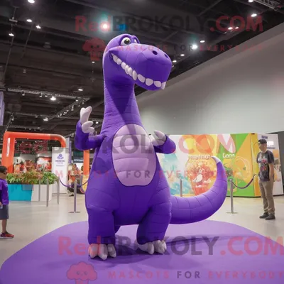 Immagine prodotto di Personaggio in costume mascotte REDBROKOLY Brachiosauro viola vestito con tutina e cuscinetti per i piedi