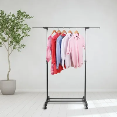 Produktbild von Kleiderstange  Verstellbar  Garderobe Kleiderstange Edelstahl  ，mit 4 Rollen