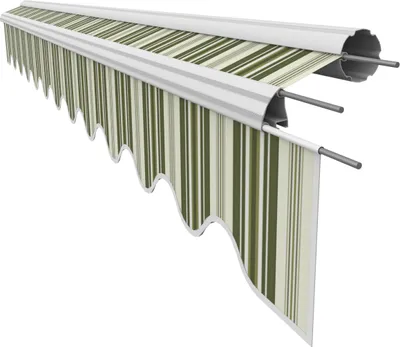 Produktbild von VANA Markisenstoff mit Volant für 4,5 x 3 m Markisen Markisenersatzstoff fertig genäht Maß Bespannung 4,38 x 3 m Volant 4,38 x 0,21 m Design SPD034