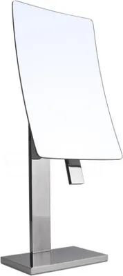 Produktbild von DEUSENFELD SKQ50EP - Echt EDELSTAHL Stand Kosmetikspiegel "QUADRO", eckig, 5x Vergrößerung + Normal, 21,1x13,2cm, schwere Qualität, glänzend poliert