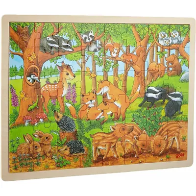 Immagine prodotto di Puzzle a intarsio bambini animali nella foresta