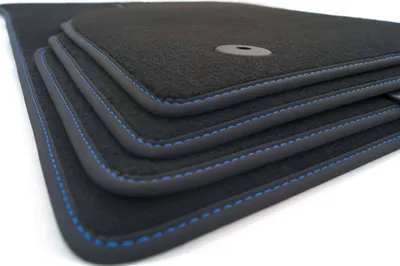 Image de Tapis de sol Seat Ibiza 5 (6F/KJ) à partir de 2017 Tapis en velours Coutures bleues Tapis automatiques 4 pièces