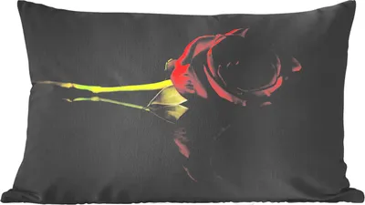 Produktbild von MuchoWow® Zierkissen Sofakissen Wohnzimmer Dekokissen 50x30 cm Rosen - Schwarz - Rot - Wohnzimmerdekoration - Polster mit Photo