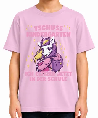 Immagine prodotto di Maglietta per bambini "Einhorn", ideale per l'inizio della scuola nel 2027, per bambine, adatta come regalo per il primo giorno di scuola, colore rosa, taglia 128