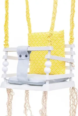 Obrázek produktu pro Love Gifts® Venkovní houpačka - Dětská houpačka - Houpačka na zahradu, do pokoje nebo dětského pokoje ve žluté barvě
