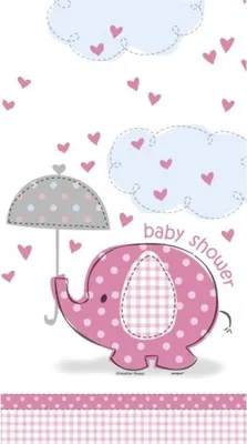 Produktbild von Unique Party Tischdecke für Baby Shower mit Elefant-Design, pink SG5796 (Einheitsgröße) (Pink/Weiß)