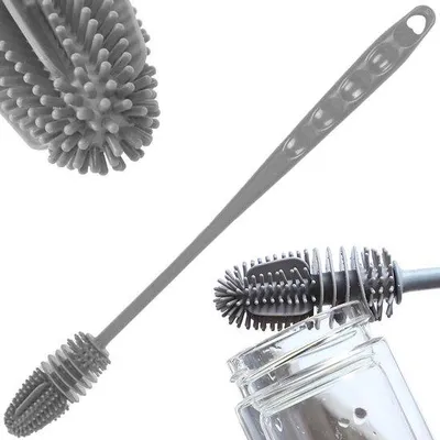 Image de Brosse à vaisselle en silicone à long manche pour carafes et verres
