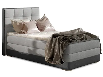 Produktbild von nabbi Gepolstertes Einzelbett ein Bett Alexandra 90 L - hellgrau (Sawana 21)/ grau (Sawana 05)