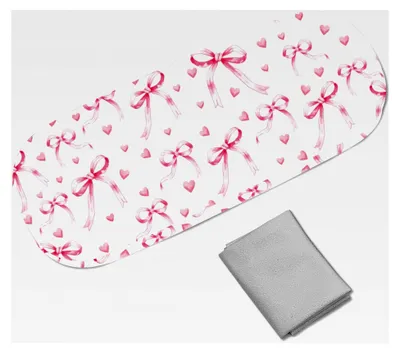 Produktbild von Brillenetui aus Leder mit Hartschale für Sonnenbrillen, tragbar, Reise-Brillenaufbewahrungstasche, Clamshell-Schutzhülle, Reinigungstuch für Damen und Herren, rosa Schleife, 16,2 x 6,4 x 4 cm