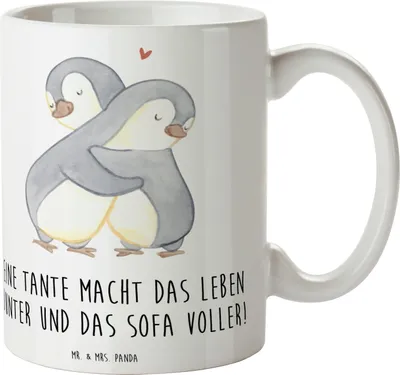Produktbild von Mr. & Mrs. Panda Kaffeetasse Bunte Tante - Weiß - Geschenk, Bedruckte Tasse, Becher, Geschenke, persönliche Erinnerungen, Sofa, Geschichten, Familienmitglieder, Neffe