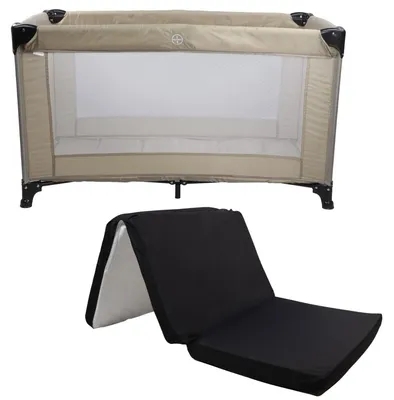 Produktbild von MamaLoes Soof Beige Reisebett + Faltbare Matratze in Tasche
