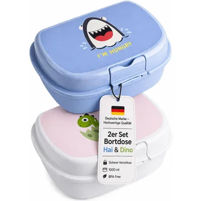 Produktbild von Kinder Lunchbox 2er Set Butterbrotdose Brotdose Kunststoff Brotbox Sandwich Box