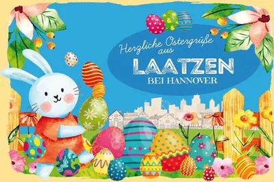 Produktbild von vianmo Holzschild 12x18 cm Ostergrüße LAATZEN BEI HANNOVER